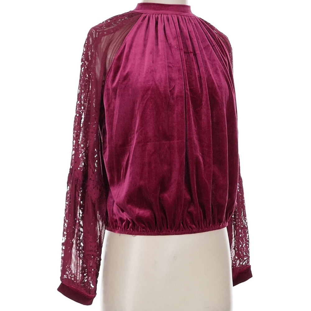 Free People Burgundy Velvet Blouse